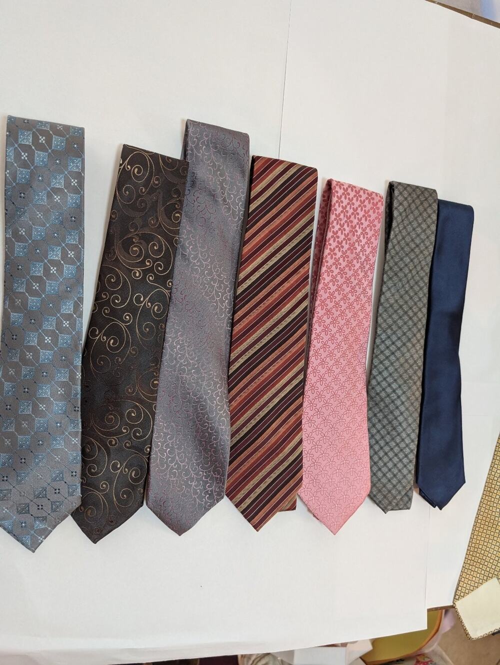 Alfiani Men's 7-Piece Silk Necktie Lot Assorted Colors Patterns Business Casual